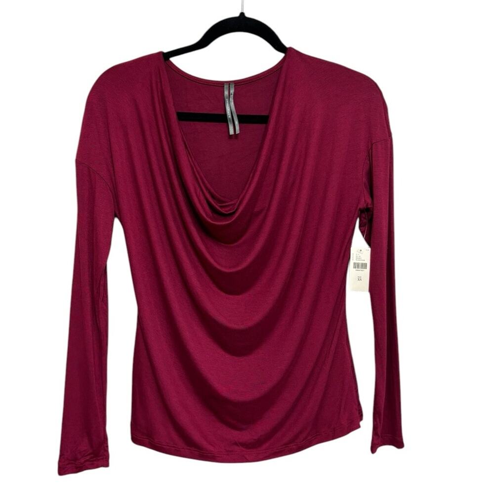 NEW Anthropologie Drapey Neck Soft Stretchy Jersey Blouse in Dark Red - Size XS